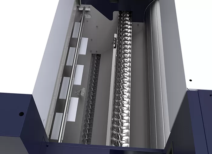 Powder shaking and recycling automatically.